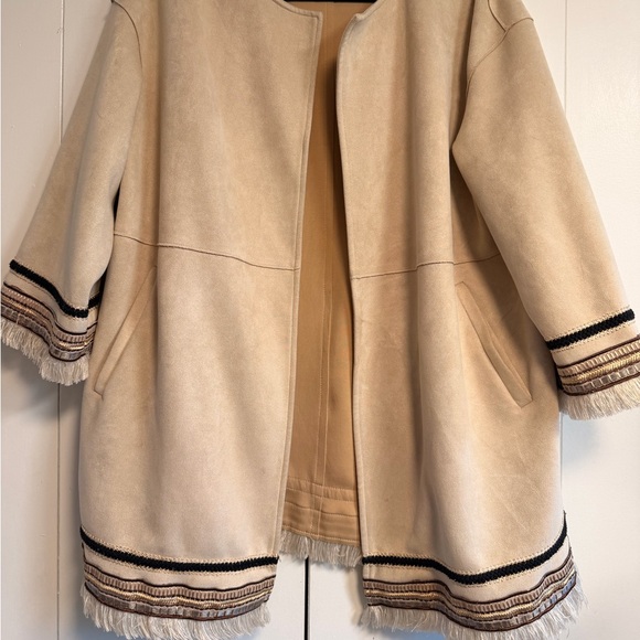 Zara Jackets & Blazers - Zara Cream and Black Women's Cape